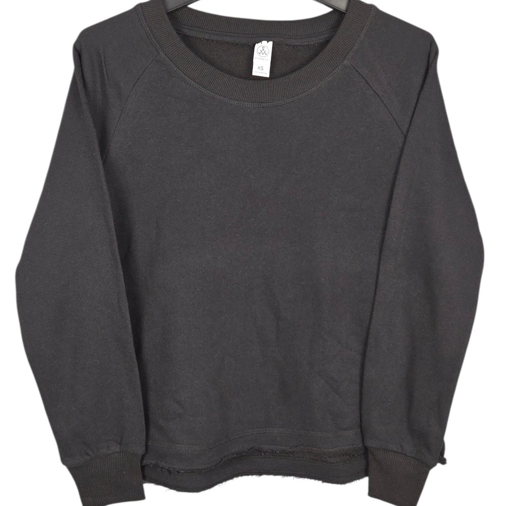 Alternative Apparel Sweatshirt Womens XS‎ Black Raw Hem Fleece Crewneck Soft New